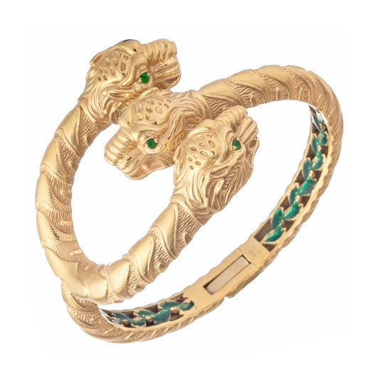 Gucci - 18k Yellow Gold Triple Tiger Dionysus Cuff Bracelet