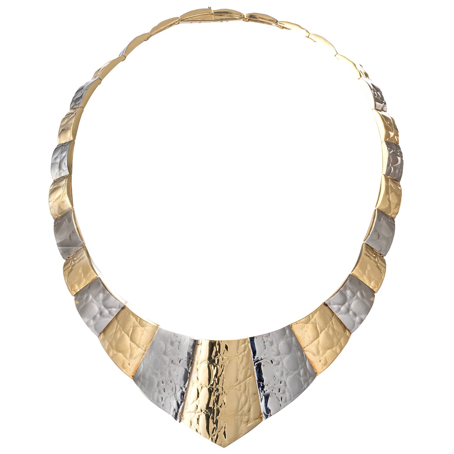 Gucci - 18k Yellow & White Gold Alligator Finish Collar Necklace