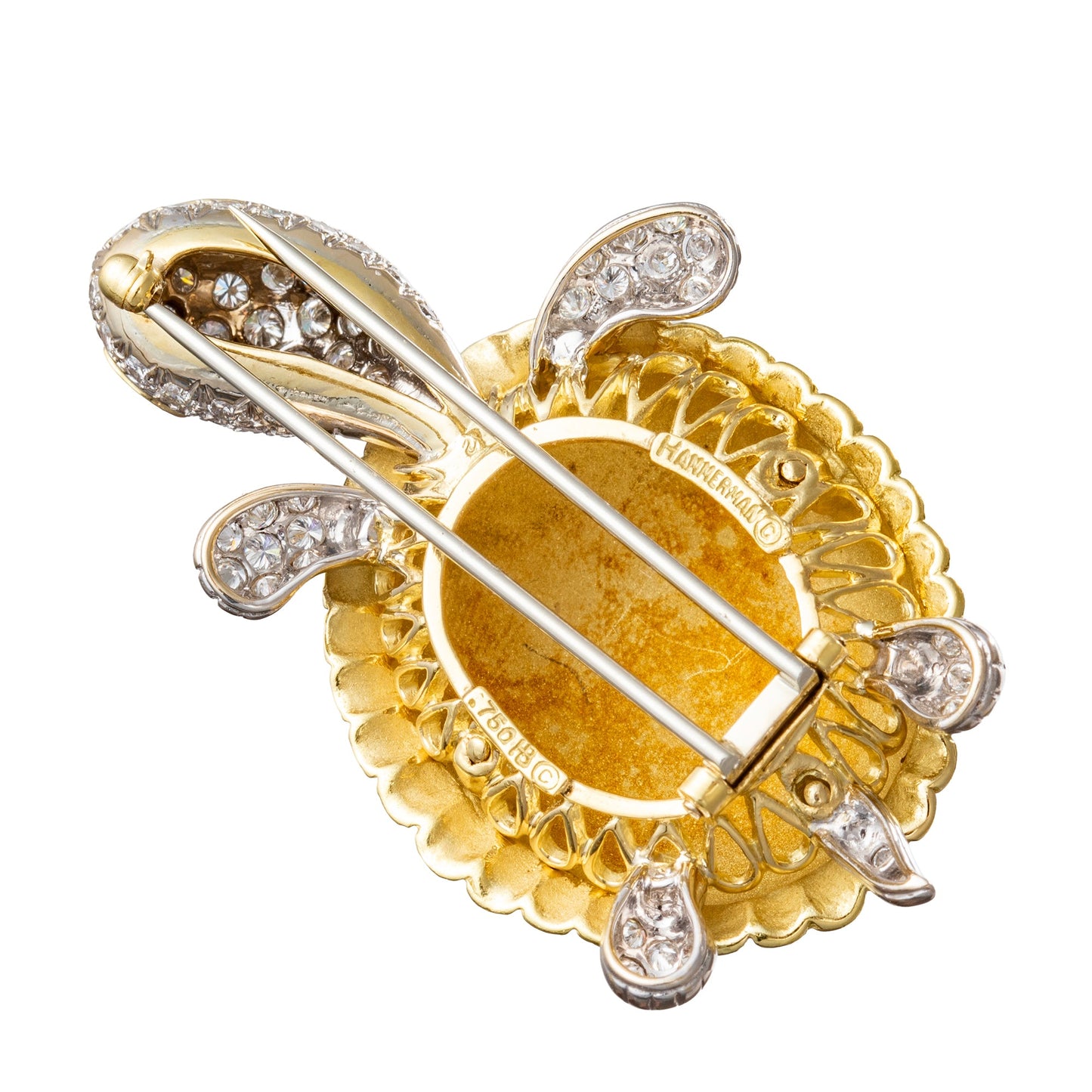 Hammerman Brothers - 18k Gold Green Enamel Diamond Turtle Brooch