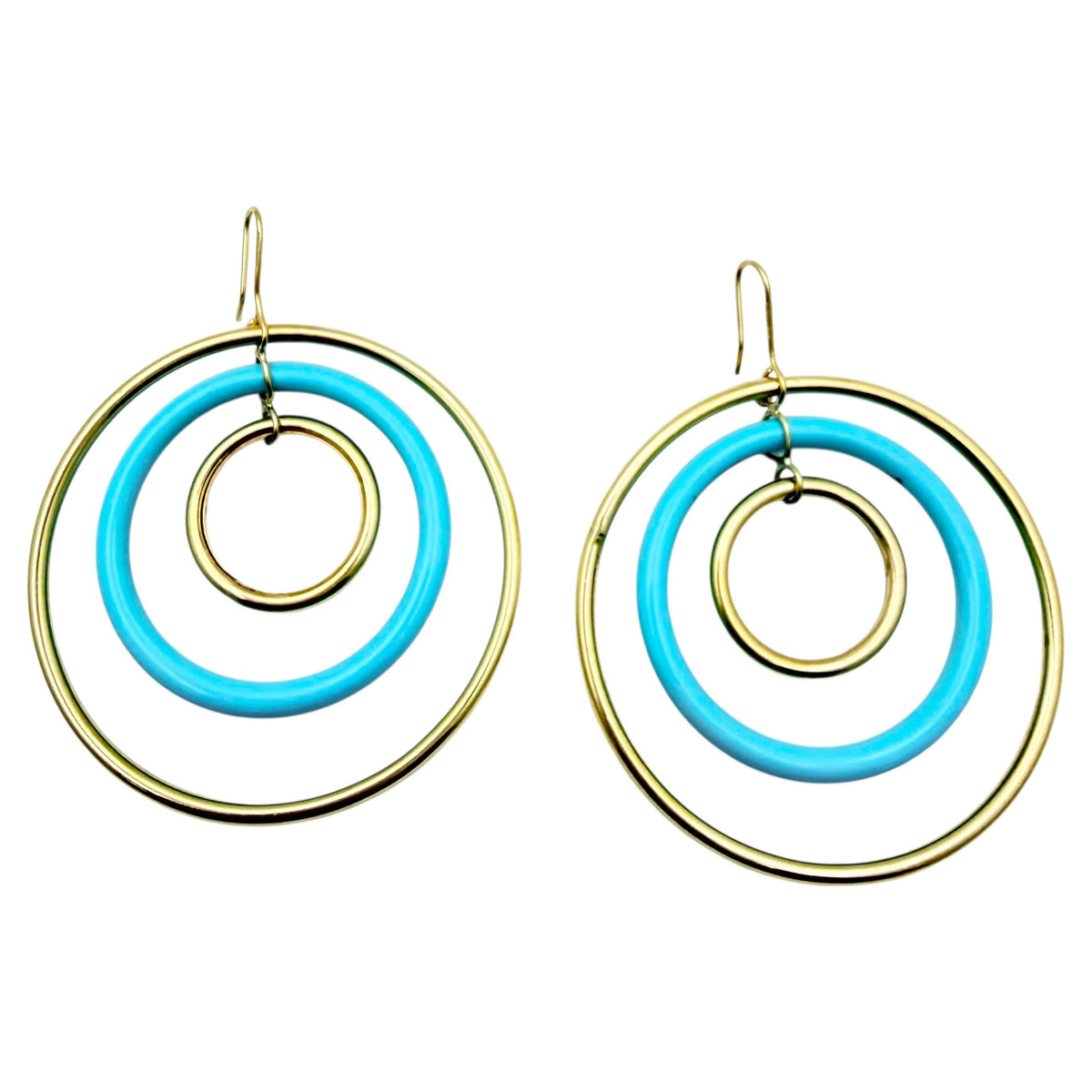 Large Orbite Turquoise Ceramic 18k Hoop Earrings