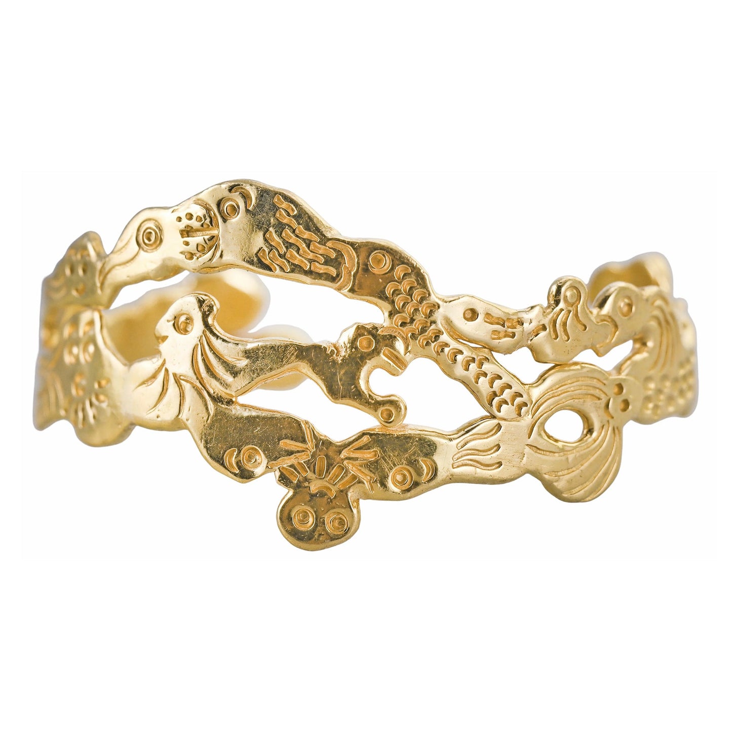 Jean Mahie - 22k Yellow Gold "Charming Monsters" Cuff Bracelet