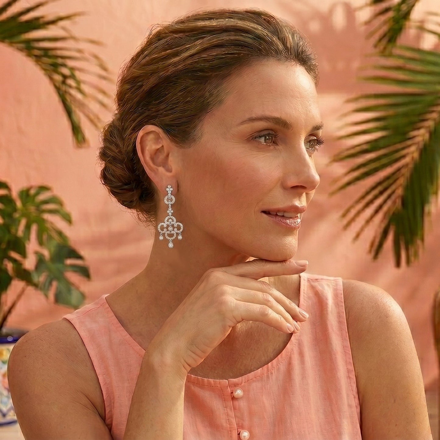 Kwiat - 18k White Gold Diamond Deco Drop Earrings