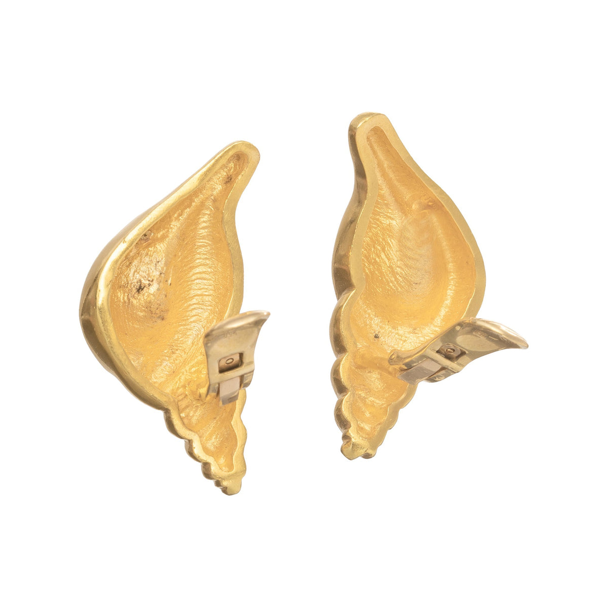 Lalaounis - 18k Yellow Gold Large Shell Clip Earrings
