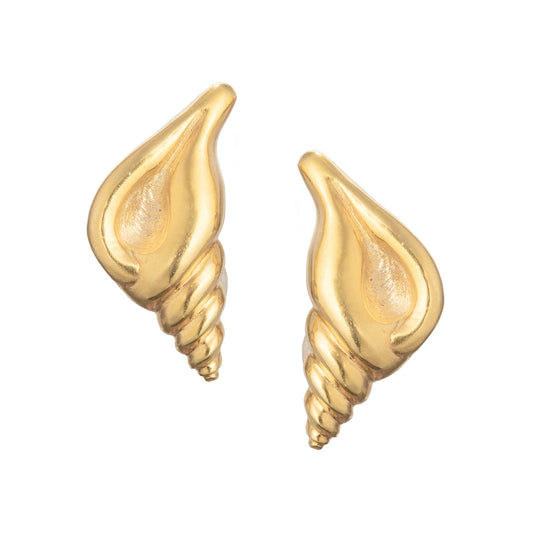 Lalaounis - 18k Yellow Gold Large Shell Clip Earrings