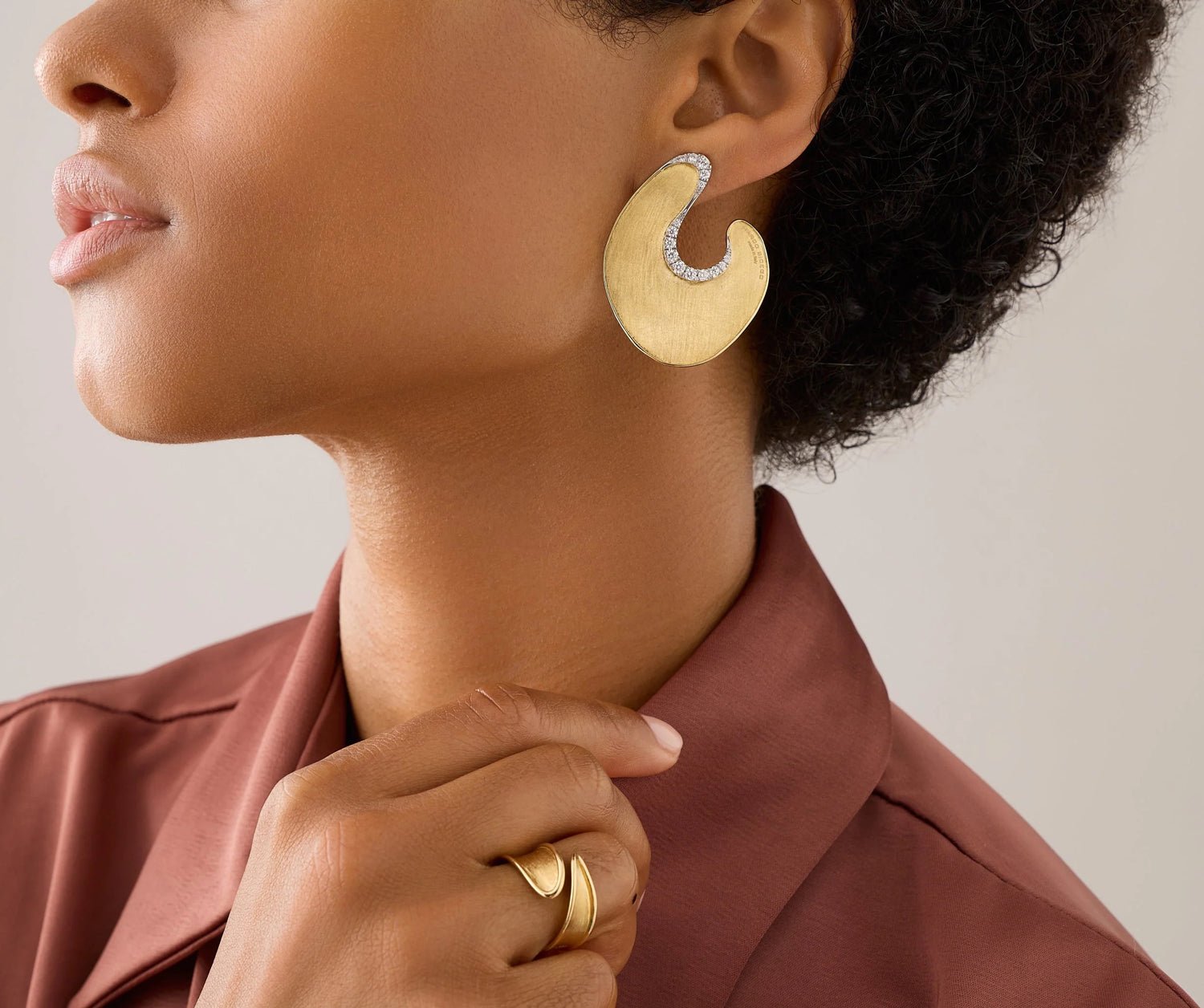 Marco Bicego - 18k Yellow Gold Diamond Lunaria Petal Statement Earrings