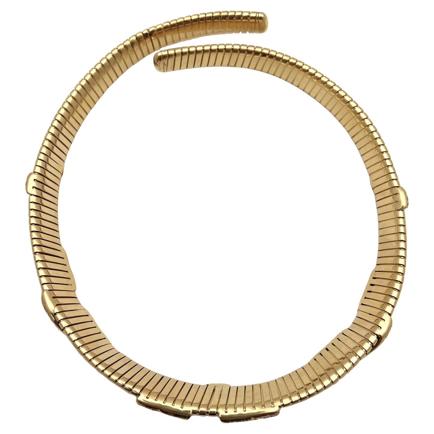 Marina B - 18k Yellow Gold Diamond Tubogas Collar Necklace