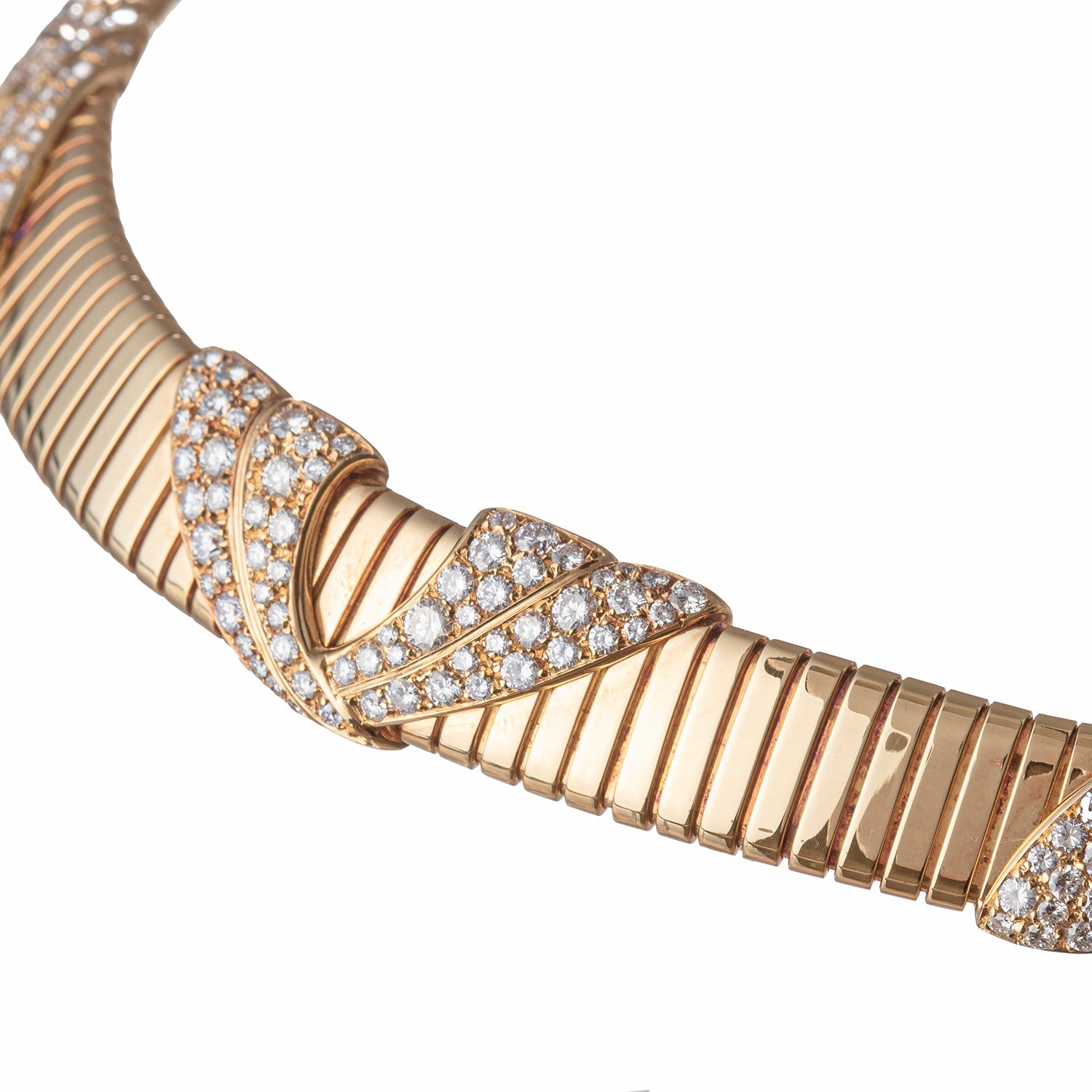Marina B - 18k Yellow Gold Diamond Tubogas Collar Necklace