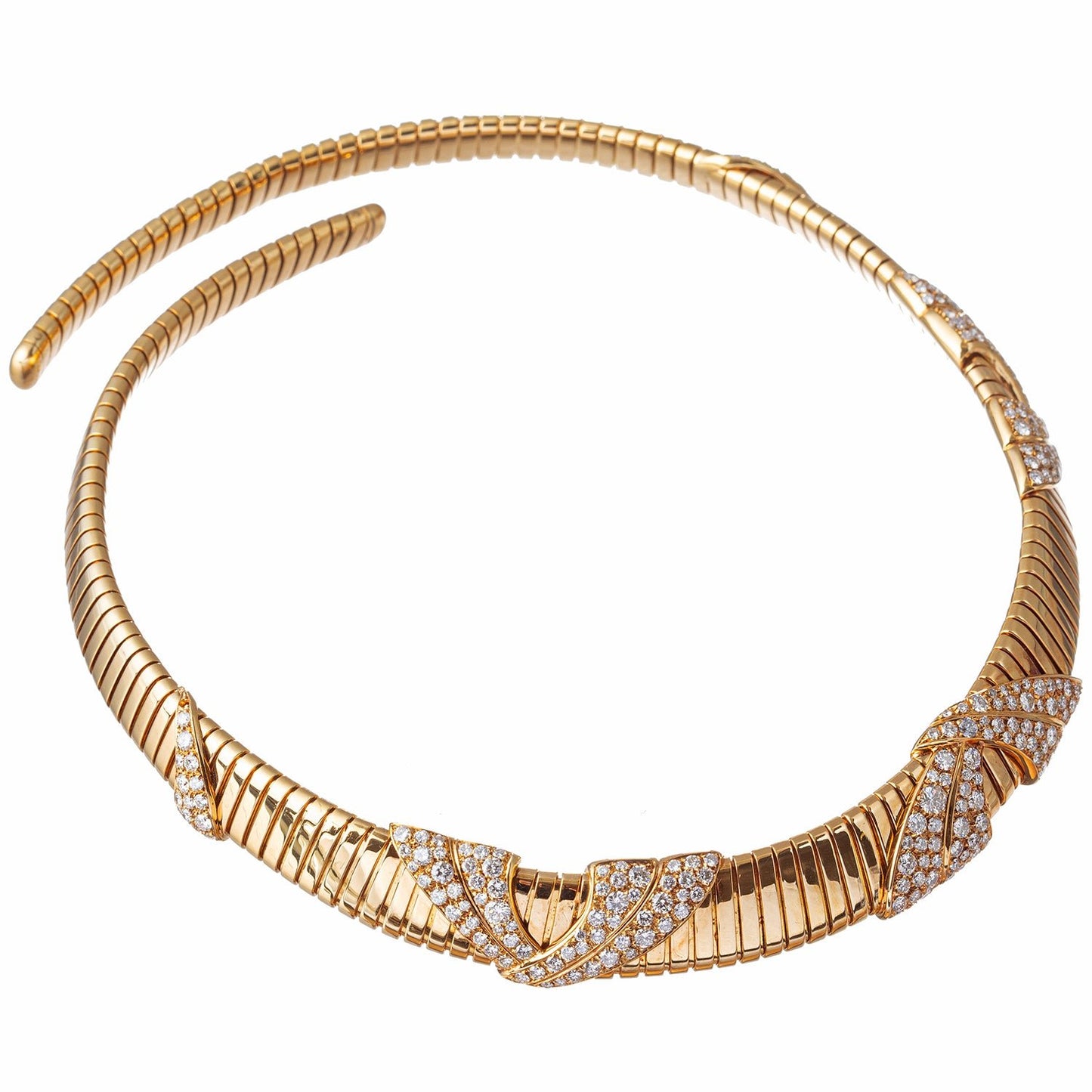 Marina B - 18k Yellow Gold Diamond Tubogas Collar Necklace