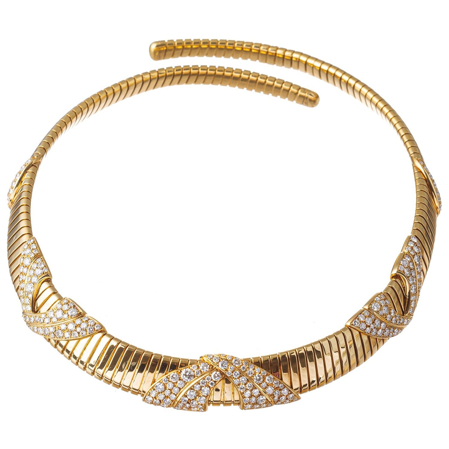 Marina B - 18k Yellow Gold Diamond Tubogas Collar Necklace