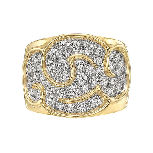 Marina B - Estate 18k Yellow Gold Diamond Onda Wide Band Ring