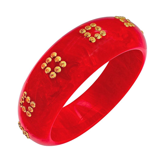Mark Davis - Estate Red Marbled Bakelite Yellow Sapphire Bangle
