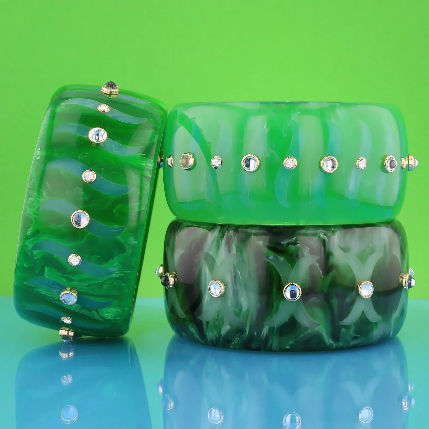 Mark Davis - Green Bakelite Gemstone "Bliss" Bangle
