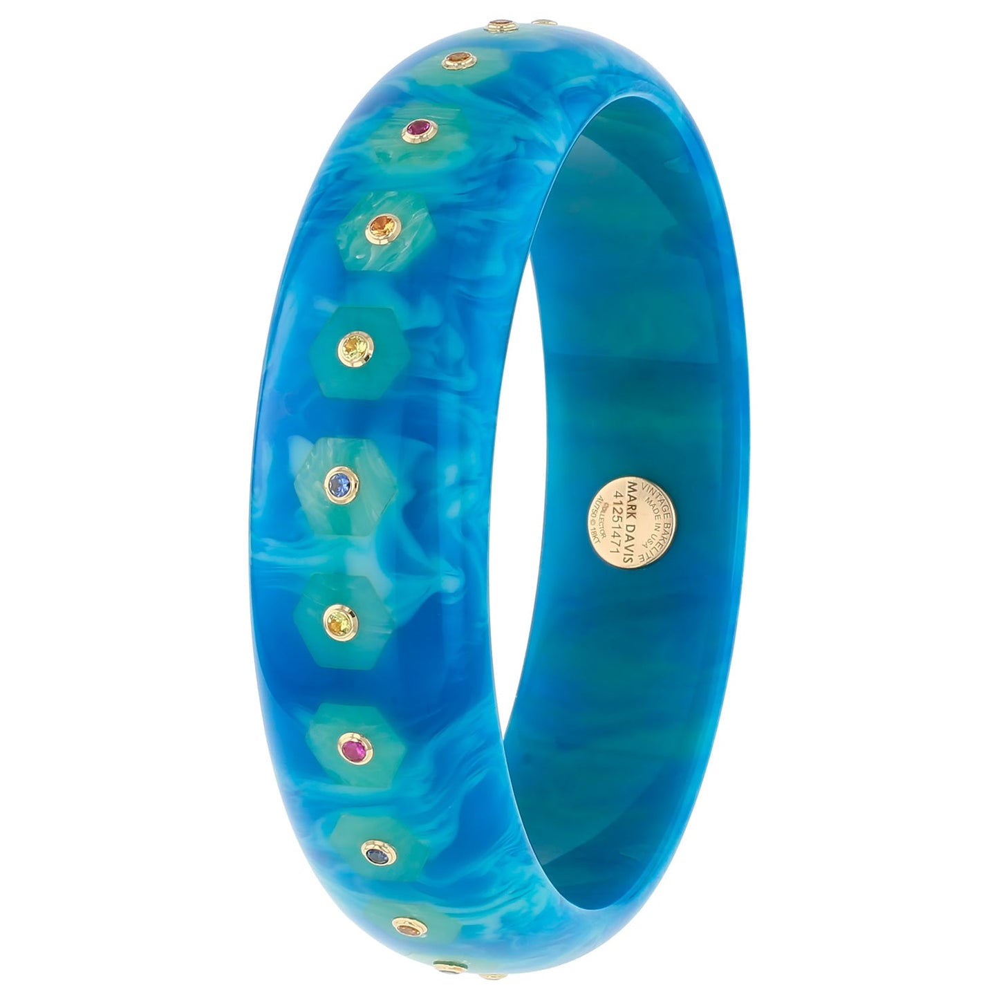 Mark Davis - Marbled Blue Bakelite Gemstone Bangle