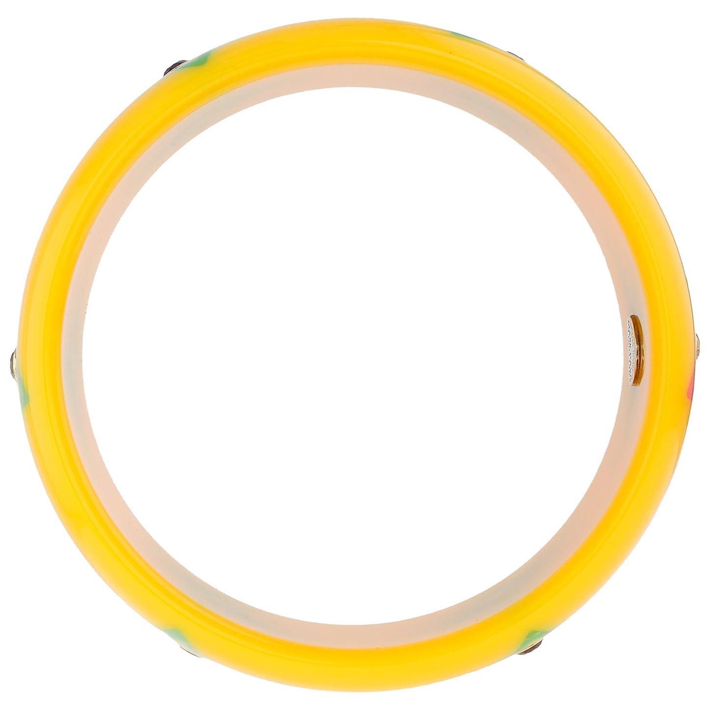 Mark Davis - Yellow Bakelite Multicolor Flowers Gemstone Bangle