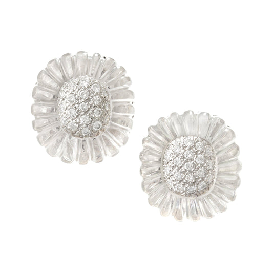 MAZ - Rock Crystal Pavé Diamond Clip Earrings