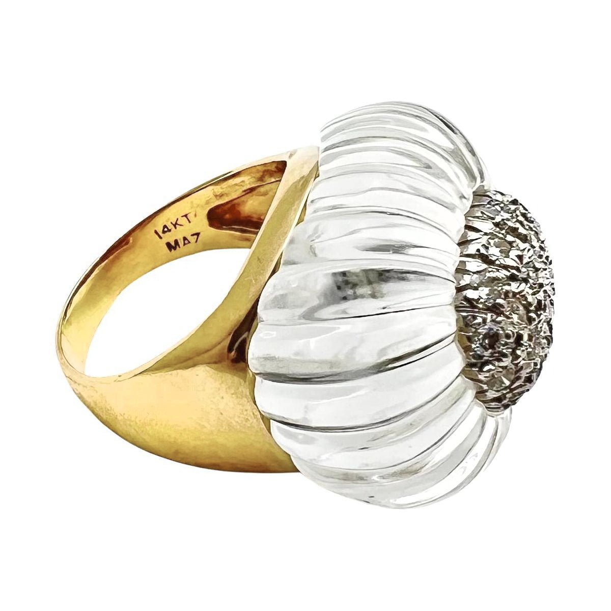 MAZ - Rock Crystal Pavé Diamond Cocktail Ring
