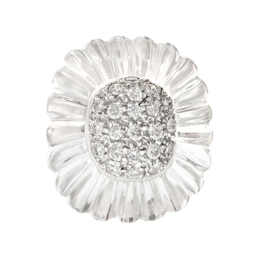 MAZ - Rock Crystal Pavé Diamond Cocktail Ring