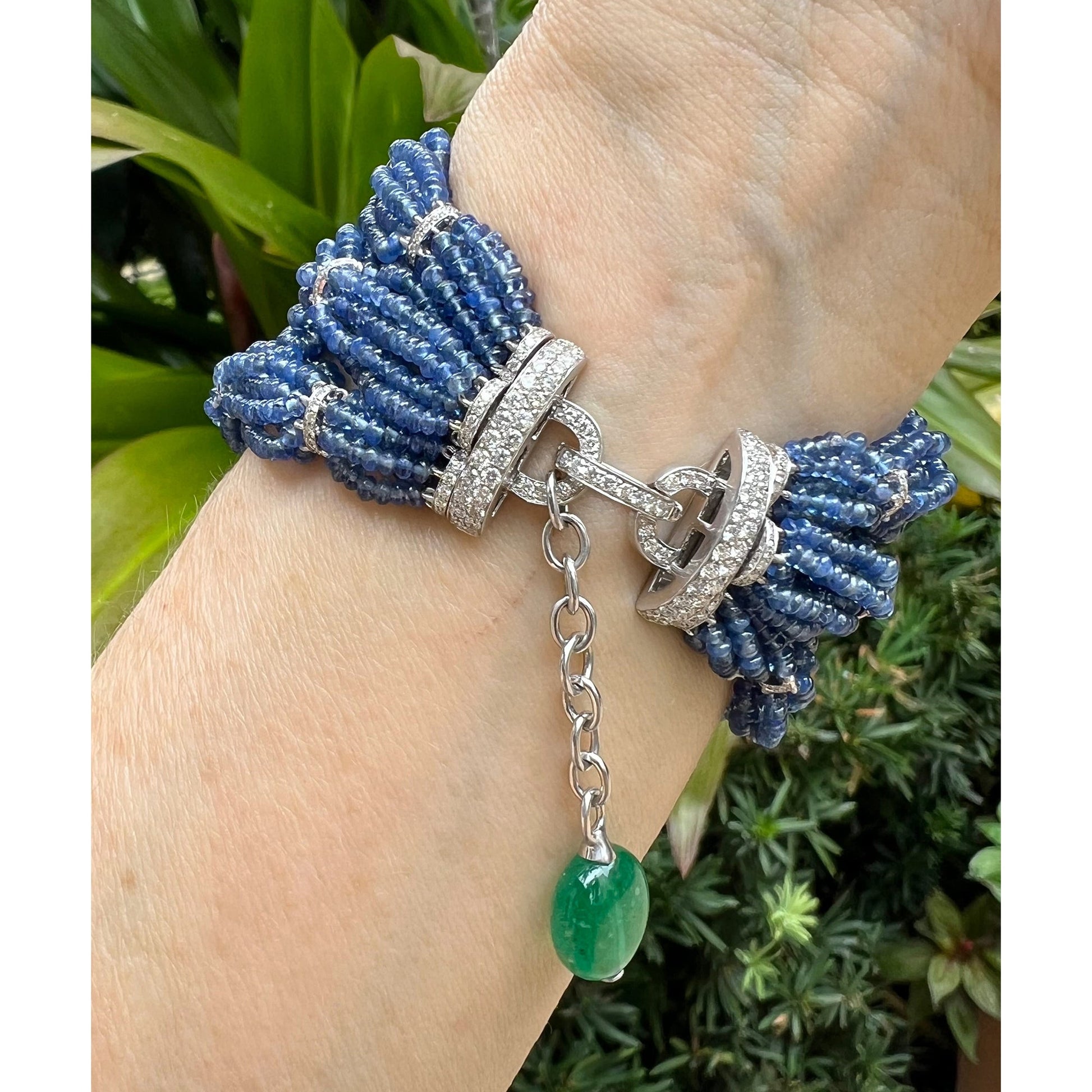 Michele della Valle - Multi - Strand Sapphire Bead Diamond Emerald Bracelet