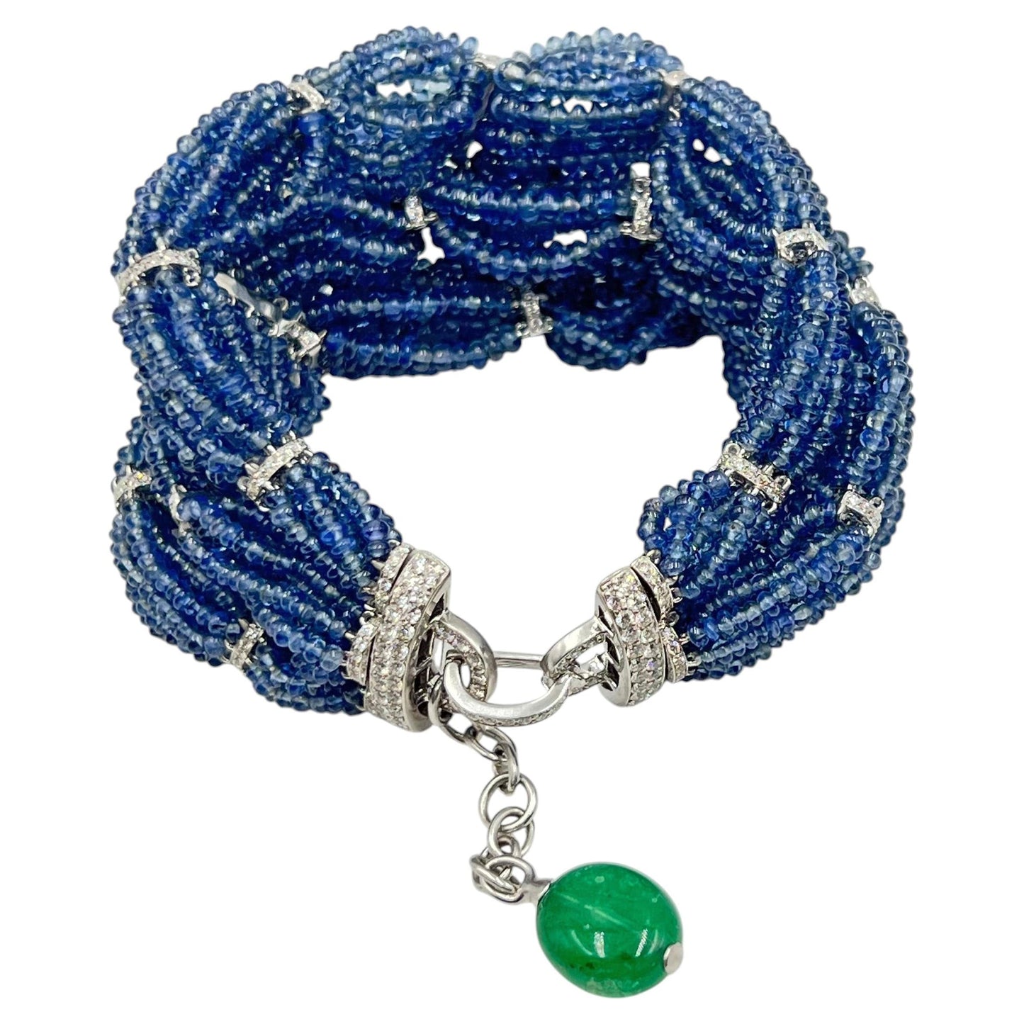 Michele della Valle - Multi - Strand Sapphire Bead Diamond Emerald Bracelet