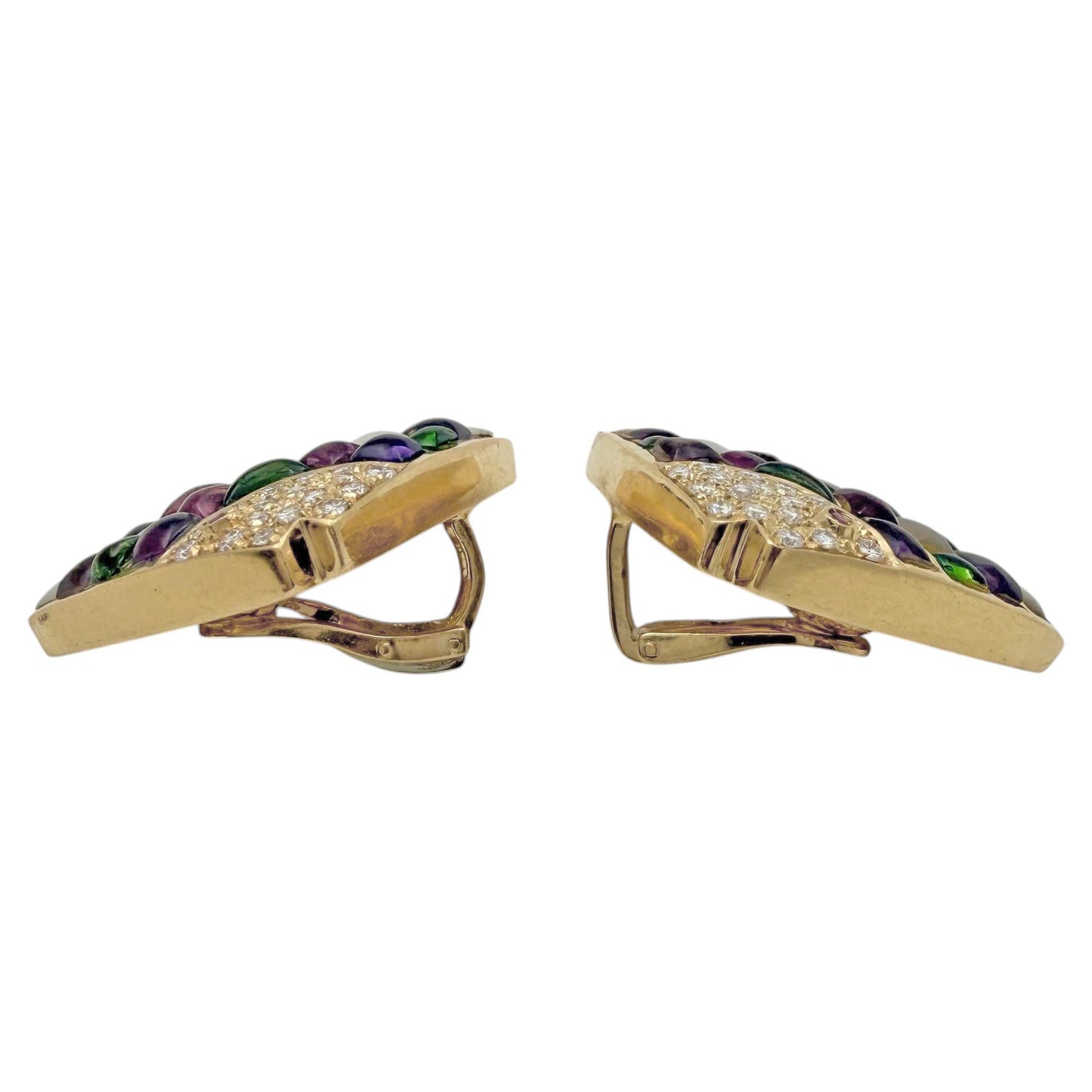 Multicolored Gemstone Diamond Fish Earrings