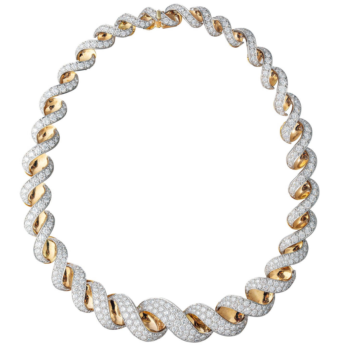 Oscar Heyman - Platinum 18k Yellow Gold Diamond Twist Necklace