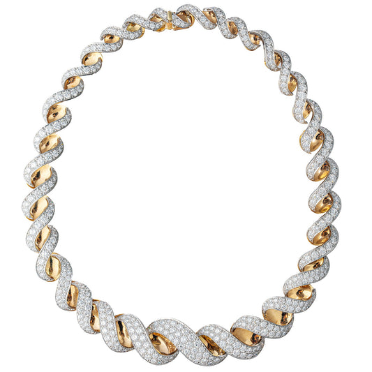 Oscar Heyman - Platinum 18k Yellow Gold Diamond Twist Necklace