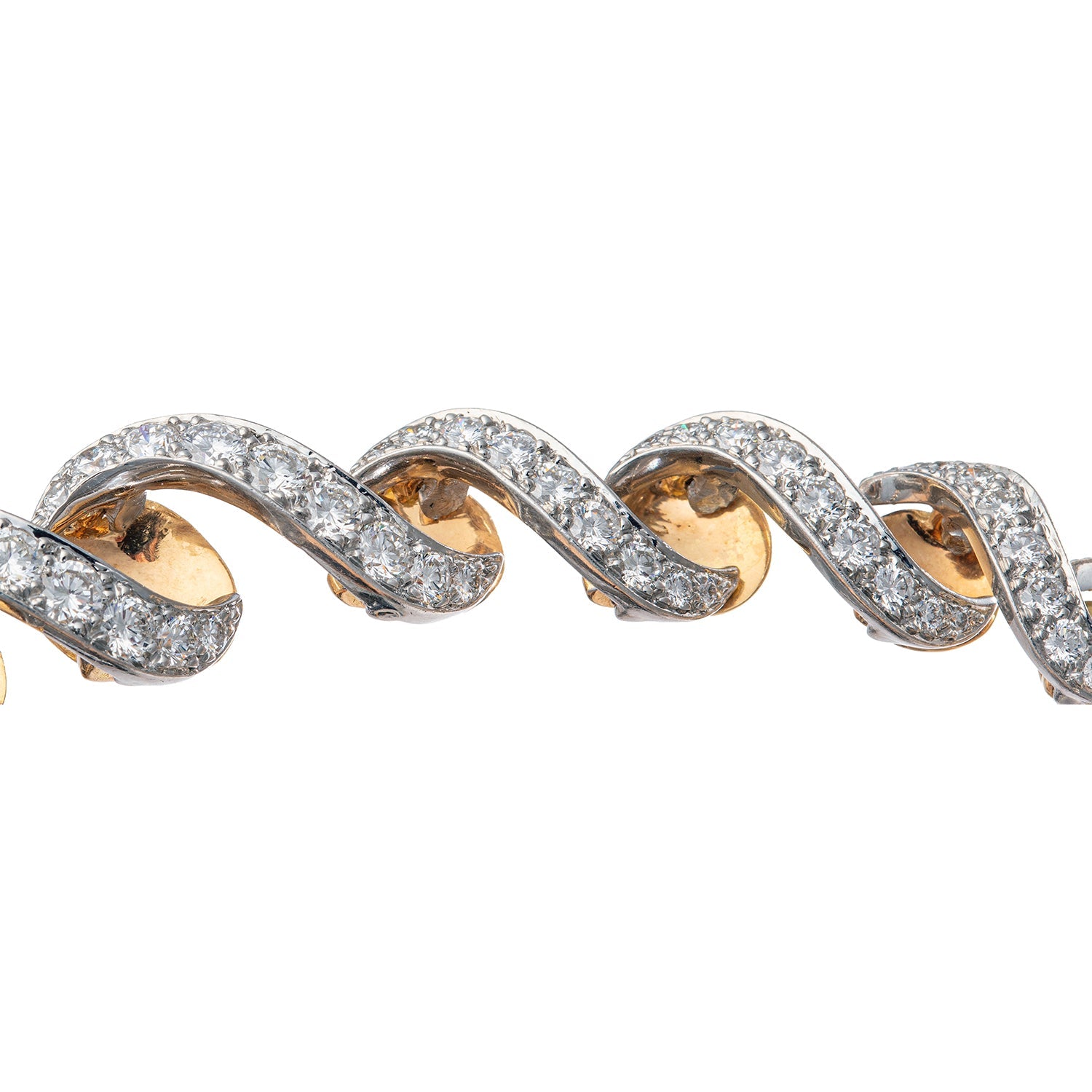 Oscar Heyman - Platinum 18k Yellow Gold Diamond Twist Necklace