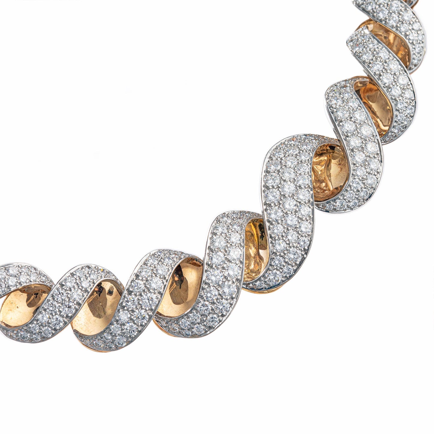 Oscar Heyman - Platinum 18k Yellow Gold Diamond Twist Necklace