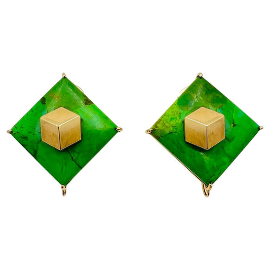 Paolo Costagli - 18k Yellow Gold Green Turquoise Earrings