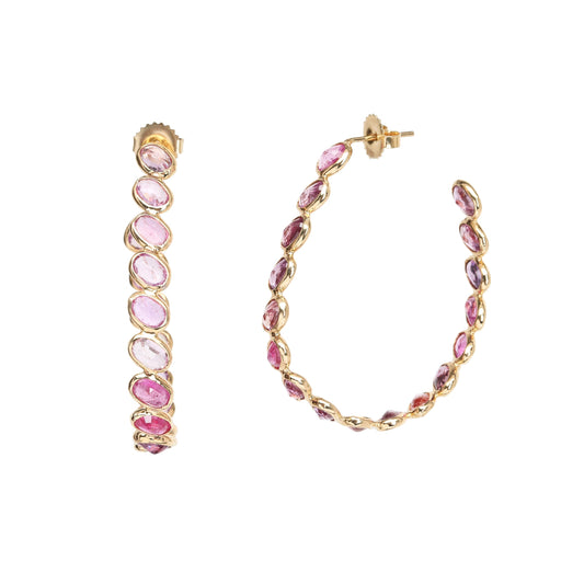 Paolo Costagli - 18k Yellow Gold Pink Sapphire Ombre Large Hoop Earrings
