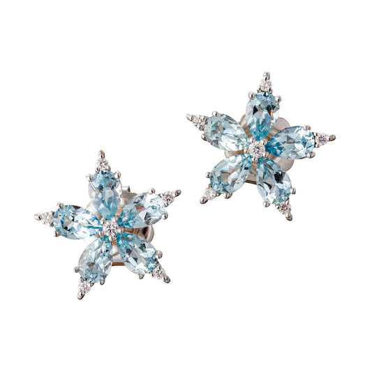 Paul Morelli - Aquamarine Diamond Stellanise Stud Earrings