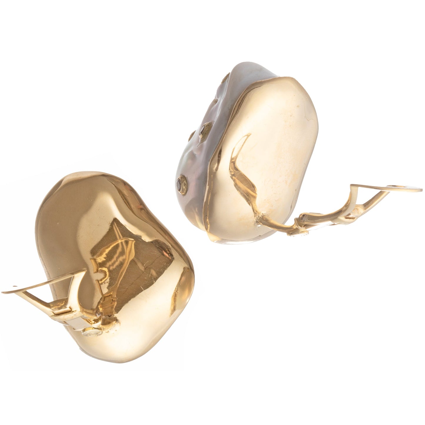 Peggy Guinness - 18k Yellow Gold Freshwater Pearl Diamond Earrings