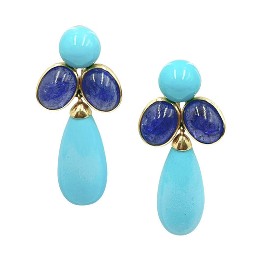 Peggy Guinness - Estate Turquoise Tanzanite Pendant Earrings