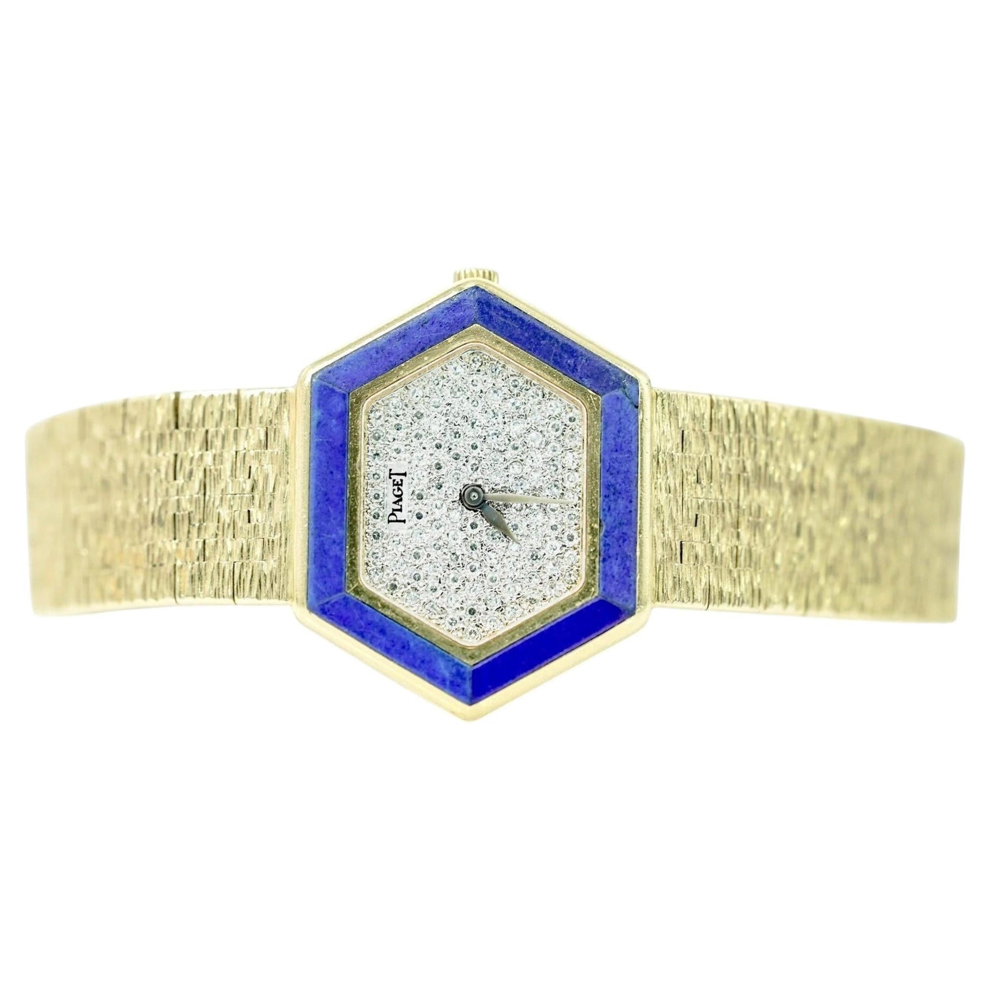 Piaget - Vintage Yellow Gold Lapis Diamond Watch (9553A6)