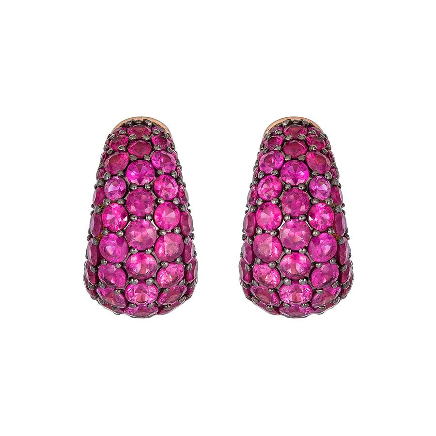 Piranesi - Deep Pink Sapphire Domed Huggie Earrings