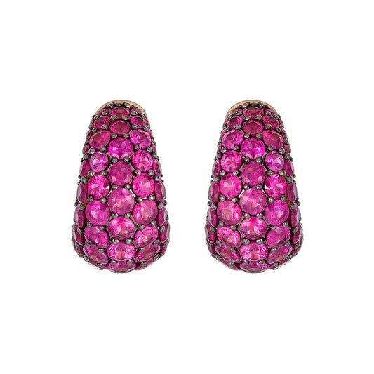 Piranesi - Deep Pink Sapphire Domed Huggie Earrings