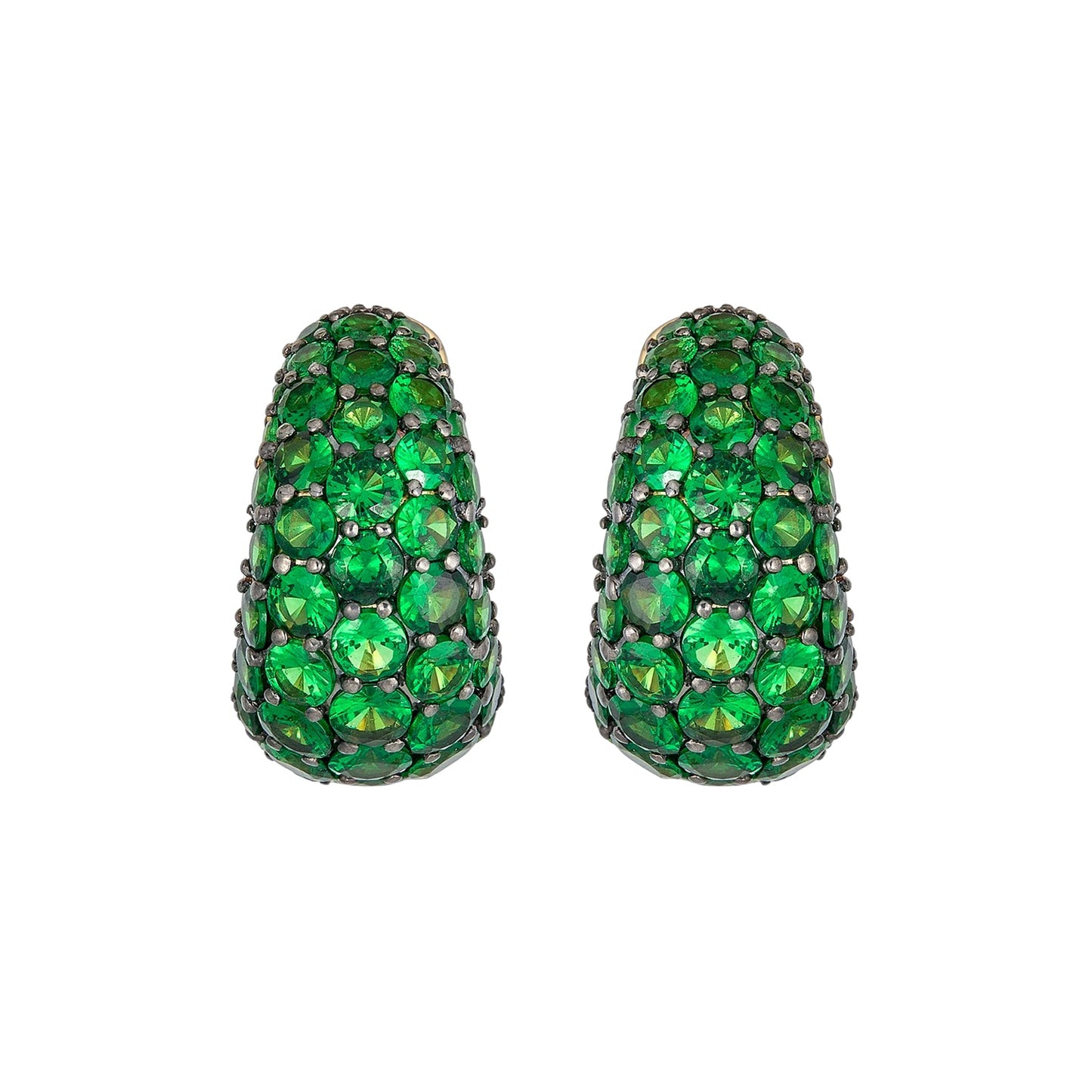 Piranesi - Green Tsavorite Domed Huggie Earrings