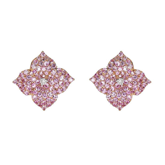 Piranesi - Pavé Pink Sapphire Fiore Flower Earrings