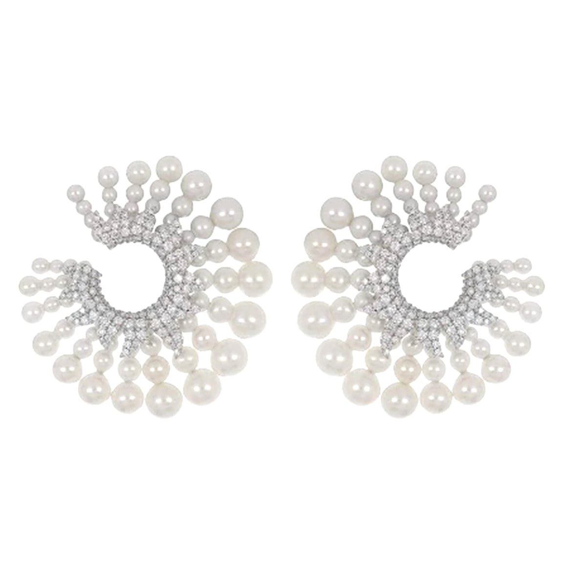 Piranesi - Pearl Diamond Capri Flat Hoop Earrings