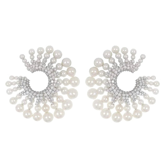 Piranesi - Pearl Diamond Capri Flat Hoop Earrings