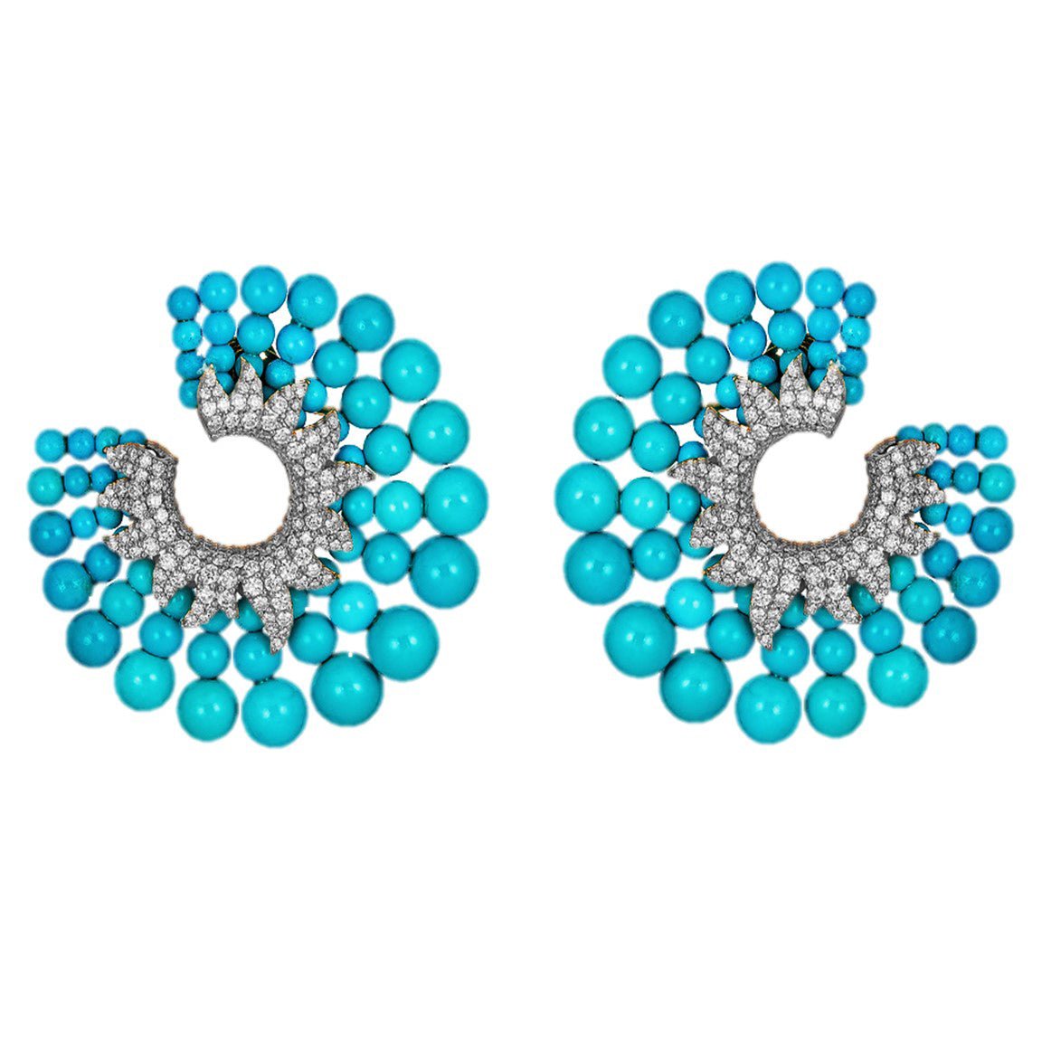 Piranesi - Turquoise Diamond Capri Flat Hoop Earrings