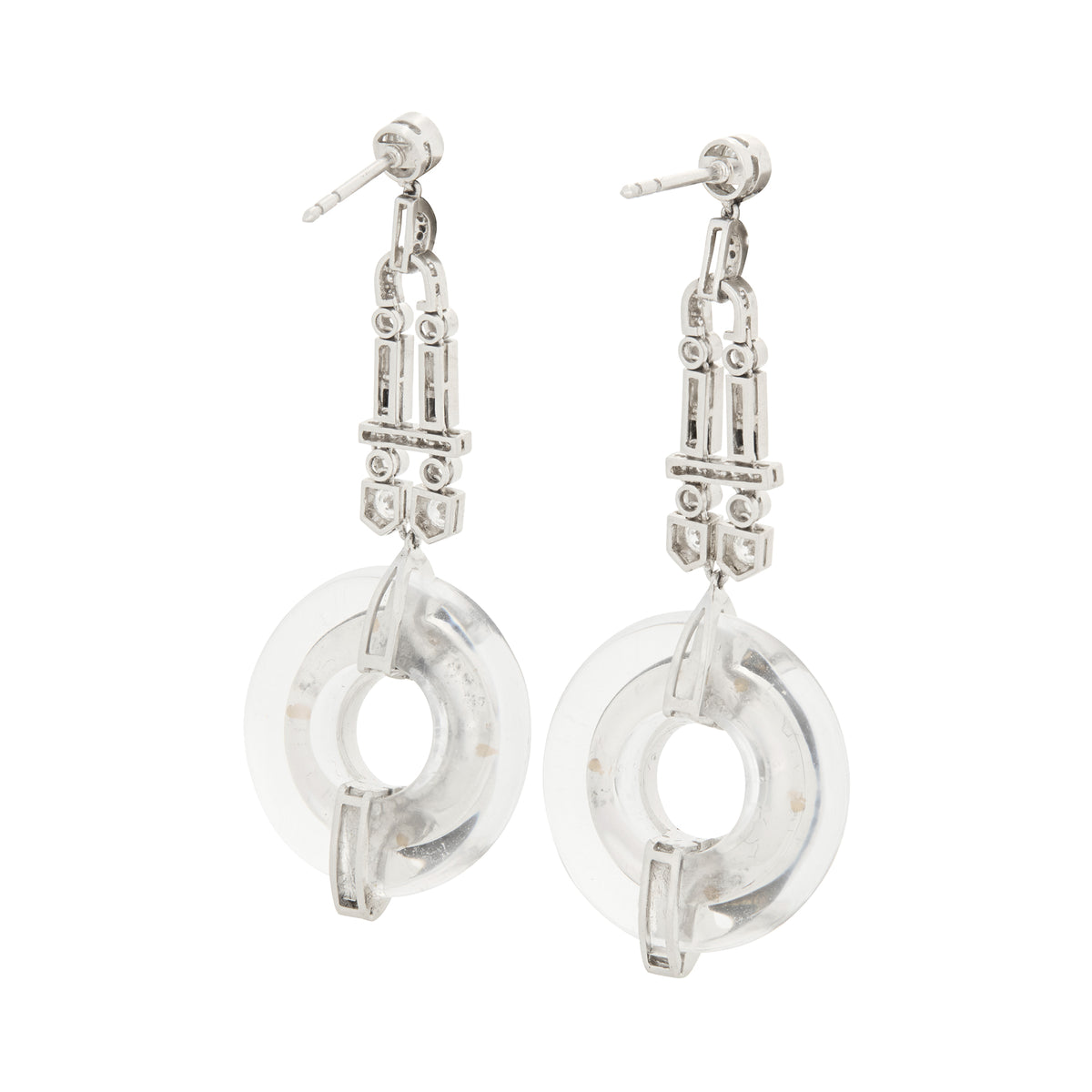 Platinum Rock Crystal Onyx Diamond Drop Earrings