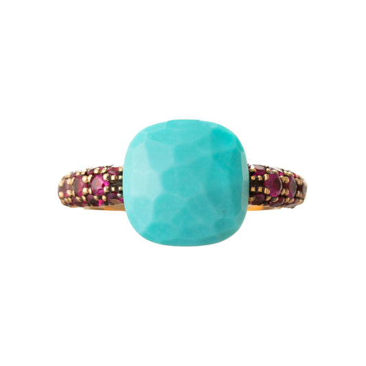 Pomellato - 18k Rose Gold Turquoise Ruby Capri Ring