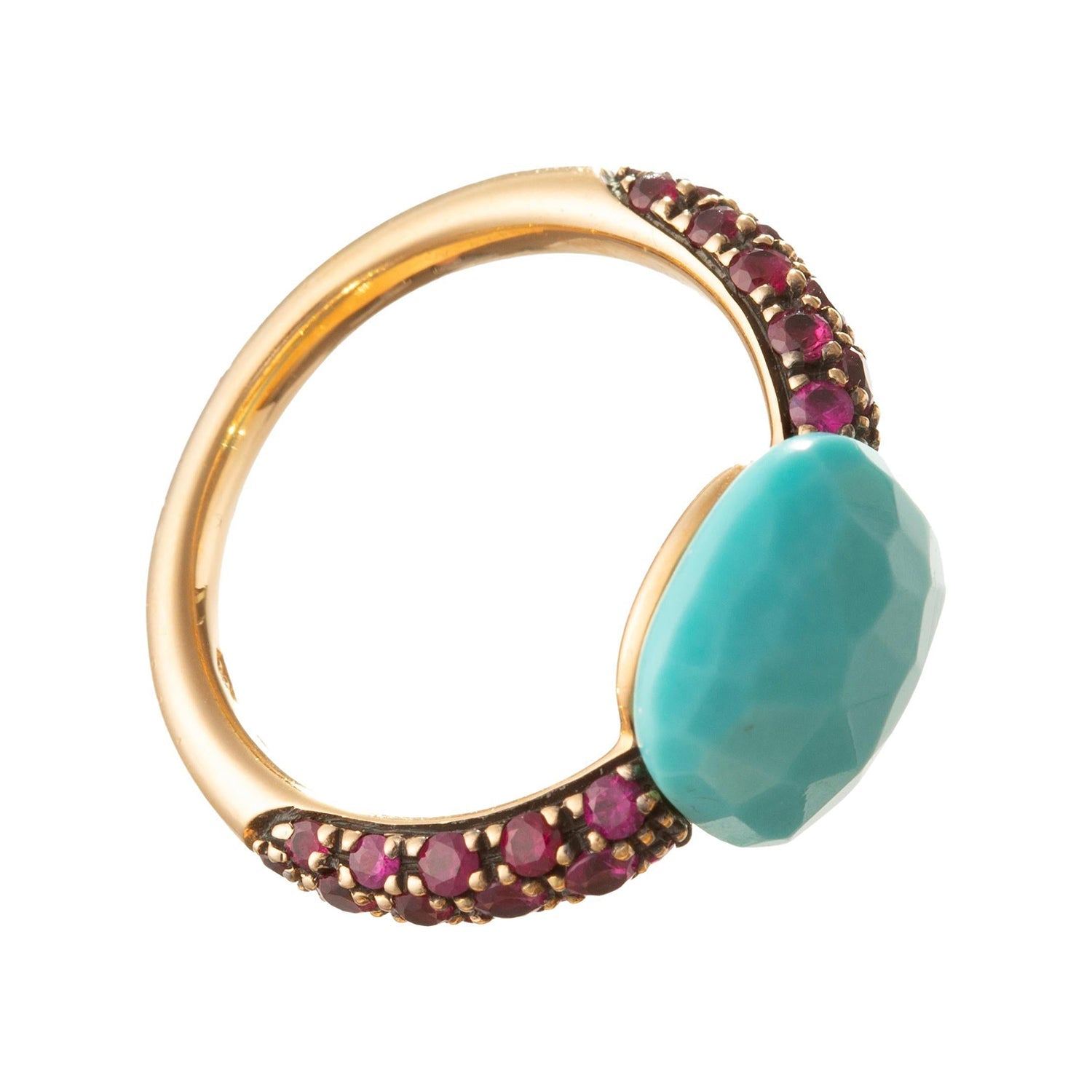 Pomellato - 18k Rose Gold Turquoise Ruby Capri Ring