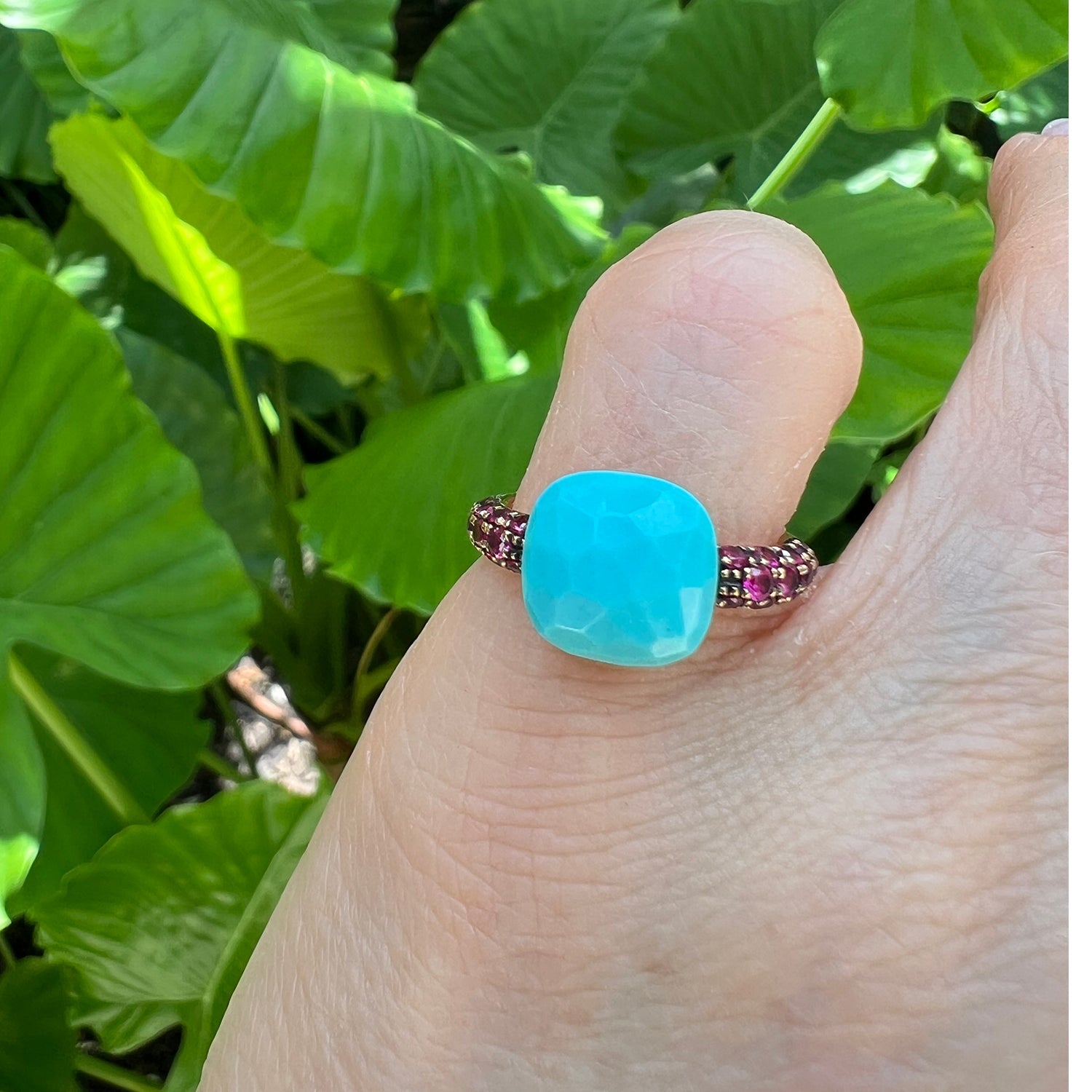 18k Rose Gold Turquoise Ruby Capri Ring