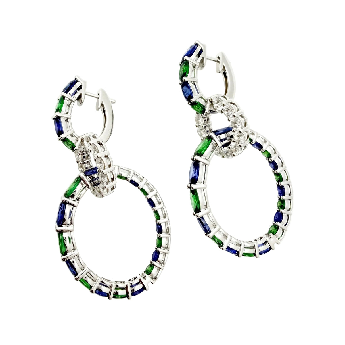 Robert Procop - Sapphire Tsavorite Diamond Triple-Hoop Drop Earrings