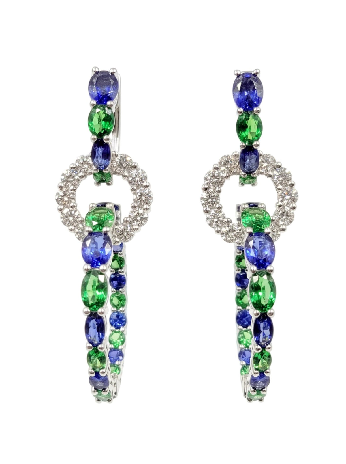 Robert Procop - Sapphire Tsavorite Diamond Triple-Hoop Drop Earrings