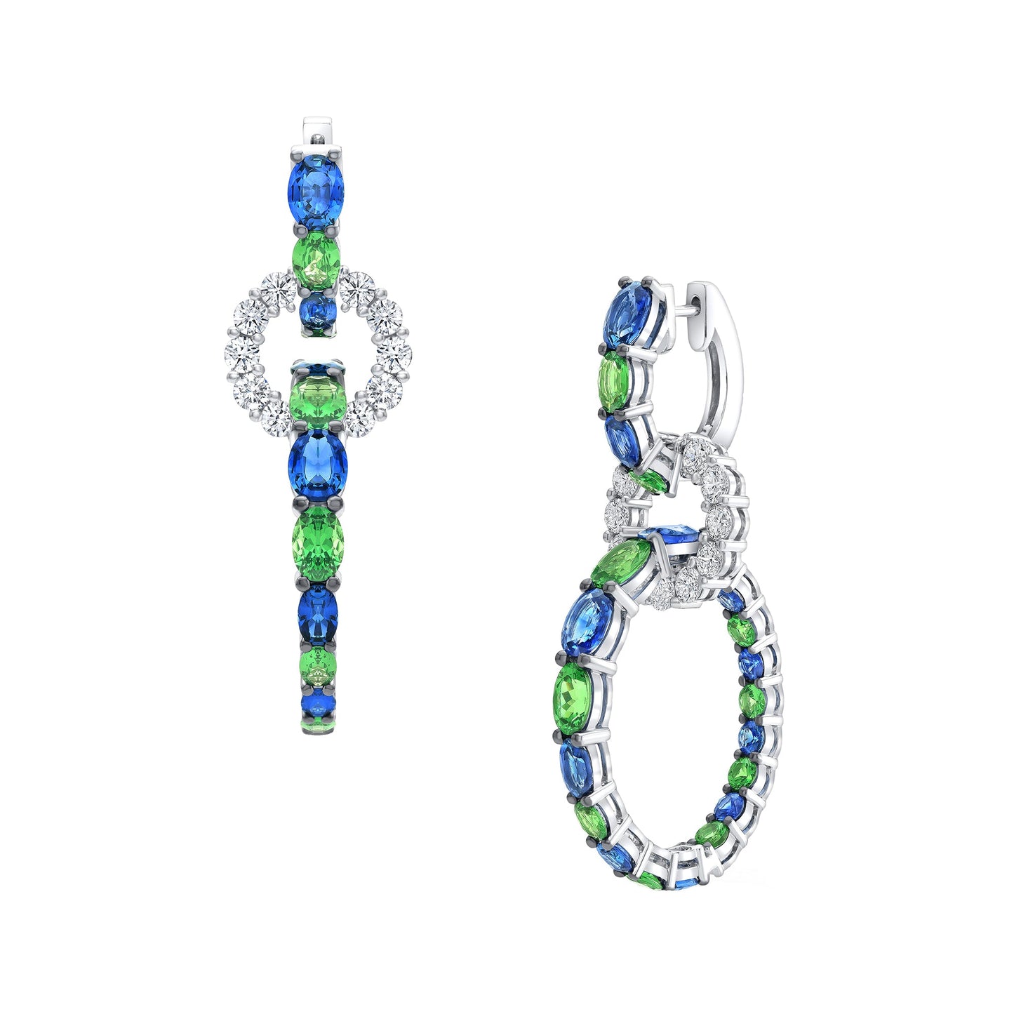 Robert Procop - Sapphire Tsavorite Diamond Triple-Hoop Drop Earrings
