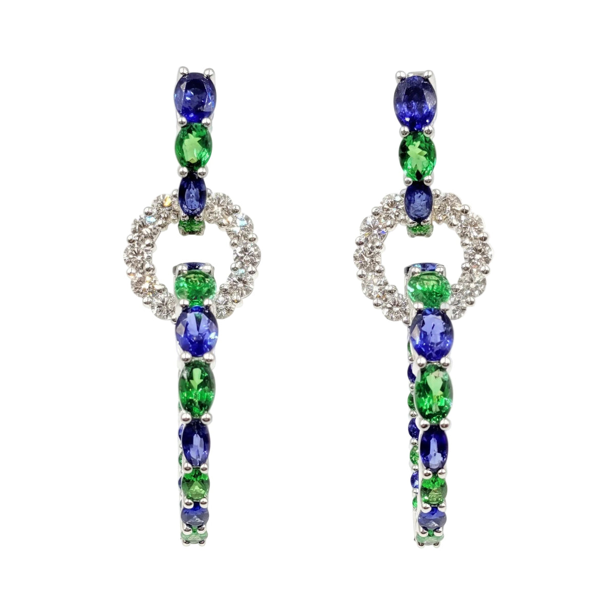 Robert Procop - Sapphire Tsavorite Diamond Triple-Hoop Drop Earrings