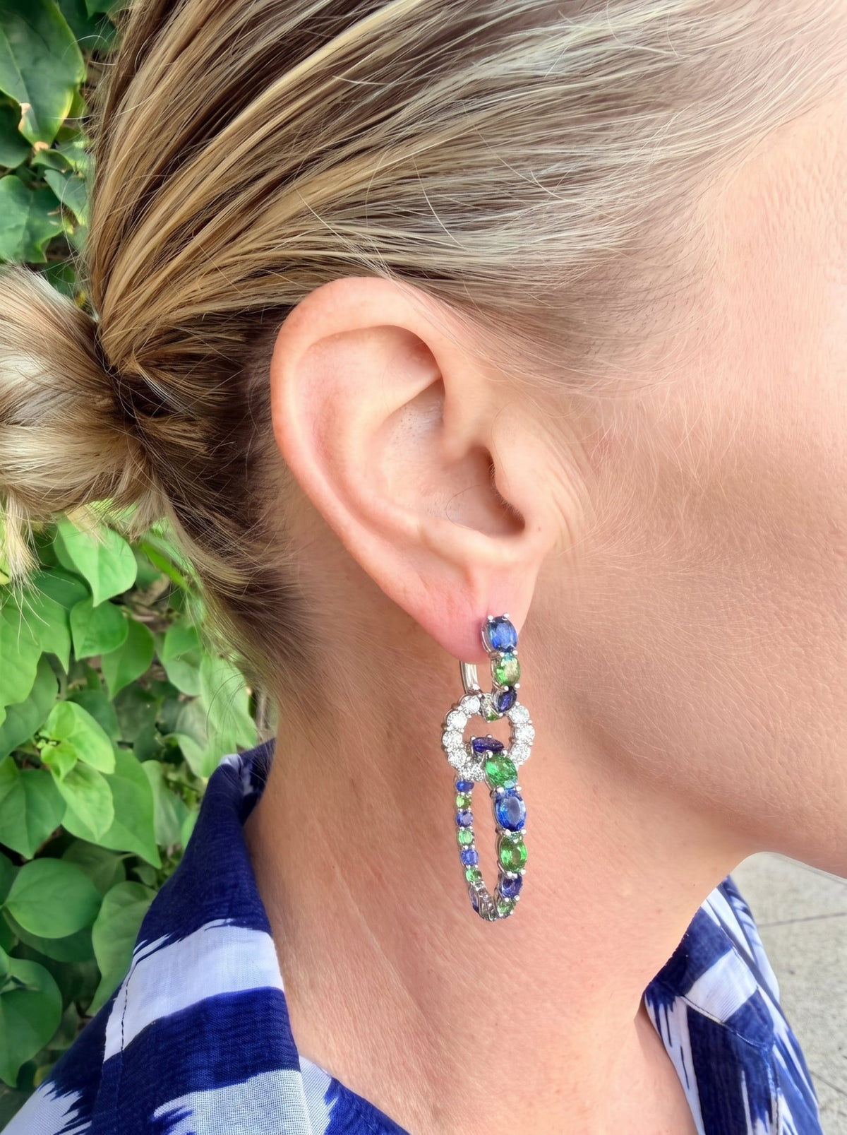 Robert Procop - Sapphire Tsavorite Diamond Triple-Hoop Drop Earrings
